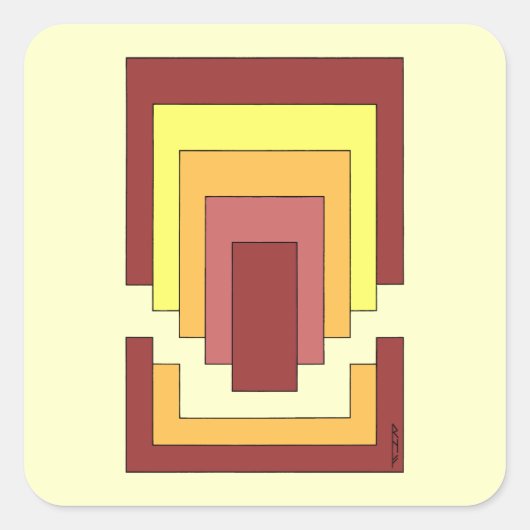 Rectangle Abstract Multicolor (70s Style) Vierkante Sticker (Voorkant)