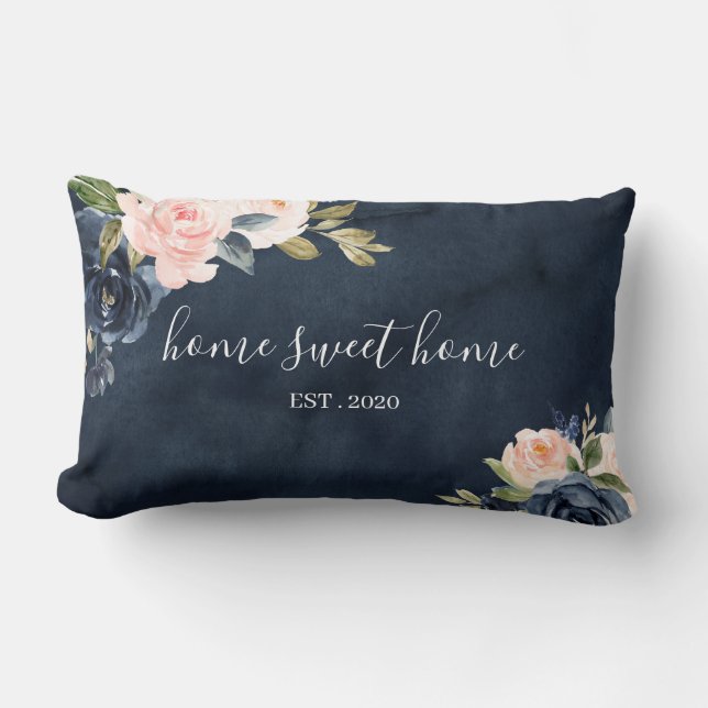 Rectangle Accueil Sweet Home Floral Aquarelle Coussin de mar (Recto)