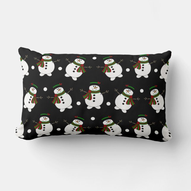 Rectangle Adorable Coussin Black Snowman (Recto)