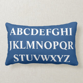 Rectangle ALPHABET BLANC PERSONNALISÉ sur coussin BLEU