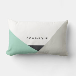 Rectangle Althea Mint & Grey Abstrait Coussin personnalisé