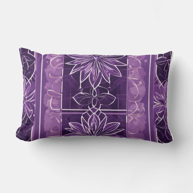 Rectangle Améthyste Floral Long Coussin - Ele Mini Carrelée (Recto)