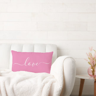 Rectangle AMOUR | Coussin lombaire réversible rose et blanc
