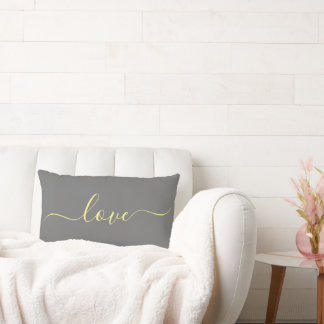 Rectangle AMOUR | Coussin Lumbar réversible jaune et gris