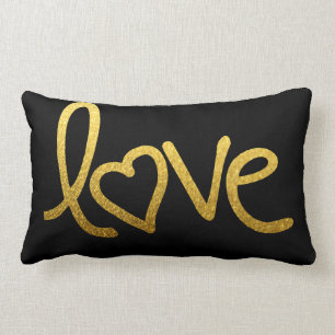 Rectangle amour d'or avec le coussin de coeur