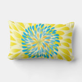 Rectangle Aqua Lime et Jaune Moderne Fleur Coussin Floral (Verso)