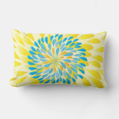 Rectangle Aqua Lime et Jaune Moderne Fleur Coussin Floral (Recto)