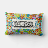 Rectangle Aqua Moderne Mme Bride Coussin à motifs floraux (Verso)