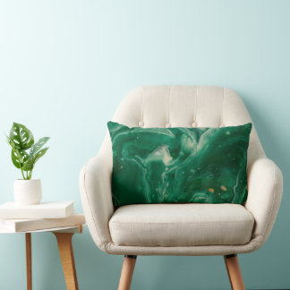 Rectangle Aquarelle or vert coussin lombaire abstrait