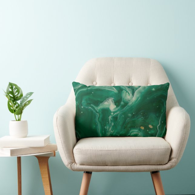 Rectangle Aquarelle or vert coussin lombaire abstrait (Chaise)