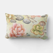 Rectangle Aquarelle Succulente Floral Mariage Coussin (Verso)