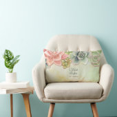 Rectangle Aquarelle Succulente Floral Mariage Coussin (Chaise)