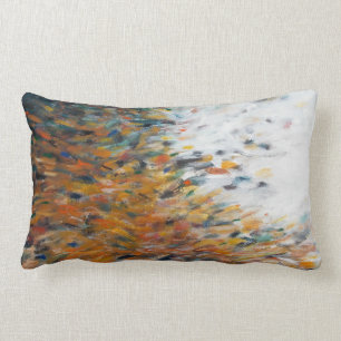 Rectangle Art abstrait peignant le coussin blanc orange