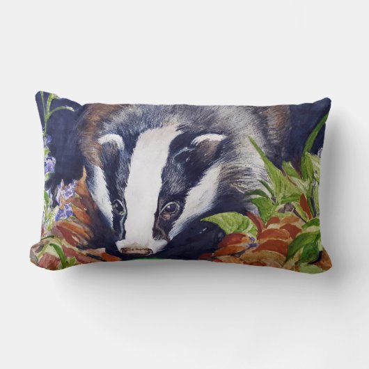 Rectangle Art animal original de coussin de blaireau (Recto)