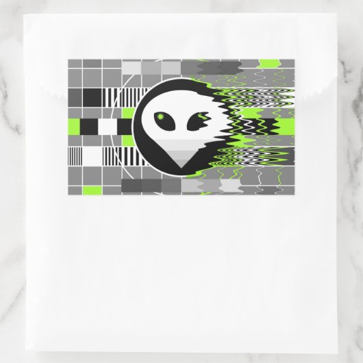 rectangle autocollant TV Alien (Sac)