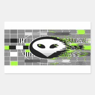 rectangle autocollant TV Alien