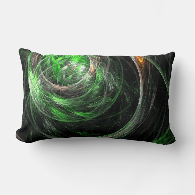 Rectangle Autour du monde Vert Abstrait Art Lumbar Coussin (Recto)
