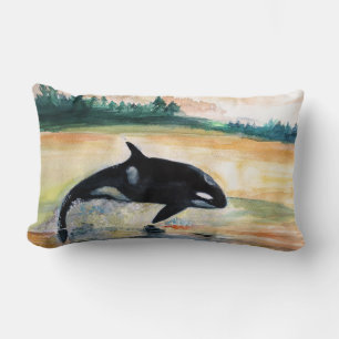 Rectangle Baleine Jumping Orca Lumbar Coussin 33 cm x 53 cm