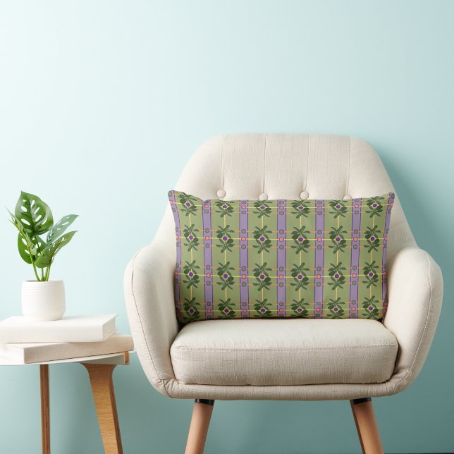Rectangle Bandes de lavande pâle avec Coussin Lumbar vert (Chaise)