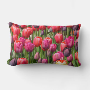 Rectangle Beau coussin de jardin à tulipe rose.