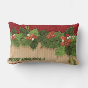 Rectangle Beau Noël Holly Carré Coussin