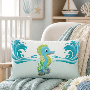 Rectangle Bébé hippocampe Coussin lombaire bleu
