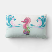 Rectangle Bébé hippocampe | Coussin lombaire rose (Verso)