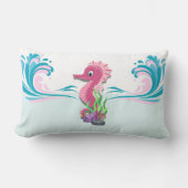 Rectangle Bébé hippocampe | Coussin lombaire rose (Recto)