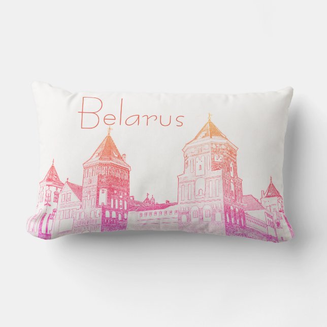 Rectangle Bélarus Mir Castle Cityscape Voyage Coussin de cou (Recto)