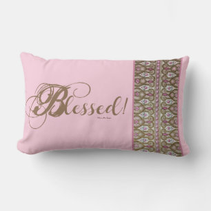Rectangle Béni ! Coussin à jeter à bandes (Rose)