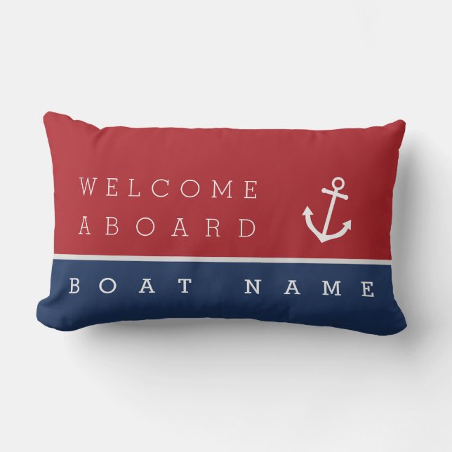 Rectangle Bienvenue à bord du coussin d'ancre nautique avec  (Recto)