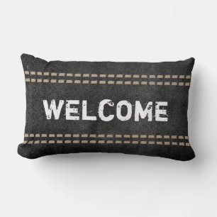 Rectangle bienvenue citation coussin rustique chic typograph