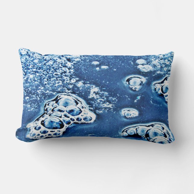Rectangle Bleu Abstrait bulles Eau et glace Lumbar Coussin (Recto)