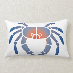 Rectangle Bleu Crabe Coastère Vie Lumbar Coussin