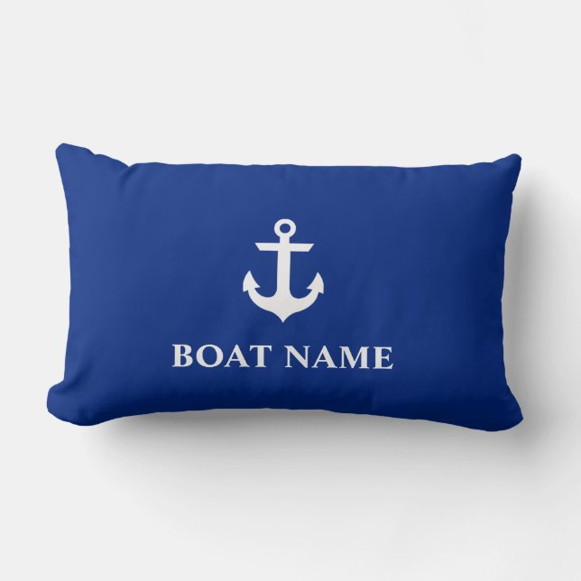 Rectangle Bleu lombaire de coussin de bateau d'Ancre (Recto)