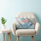 Rectangle Blue Baby Birth Photo Keepsaké Coussin (Chaise)