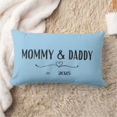Rectangle Blue Mommy & Daddy Est. Année Coussin (Couverture)