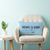 Rectangle Blue Mommy & Daddy Est. Année Coussin (Chaise)
