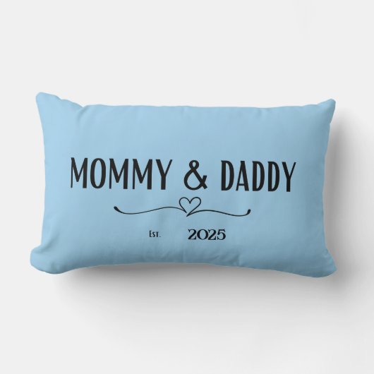 Rectangle Blue Mommy & Daddy Est. Année Coussin (Recto)