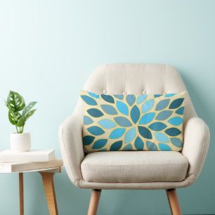 Rectangle Blue Starburst Moderne Flower Motif Coussin design