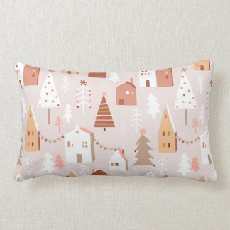 Rectangle Boho Christmas Village Lumbar Coussin