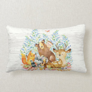 Rectangle Bois Animaux Baby Nursery Coussin