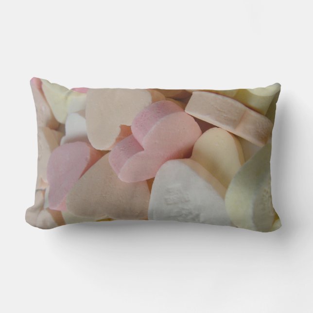 Rectangle bonbon valentine pastel rose coussin (Recto)