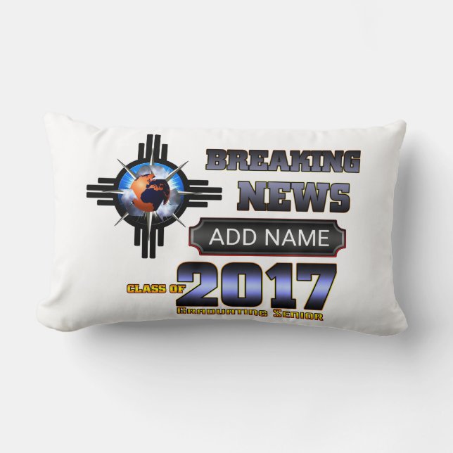 Rectangle Breaking News Class Of 2017 Lumbar Coussin (Recto)