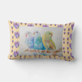 Rectangle Budgie Aquarelle bougies Coussin Jaune Floral (Verso)