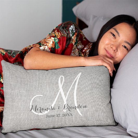 Rectangle Burlap gris rustique personnalisé Imprimer Coussin