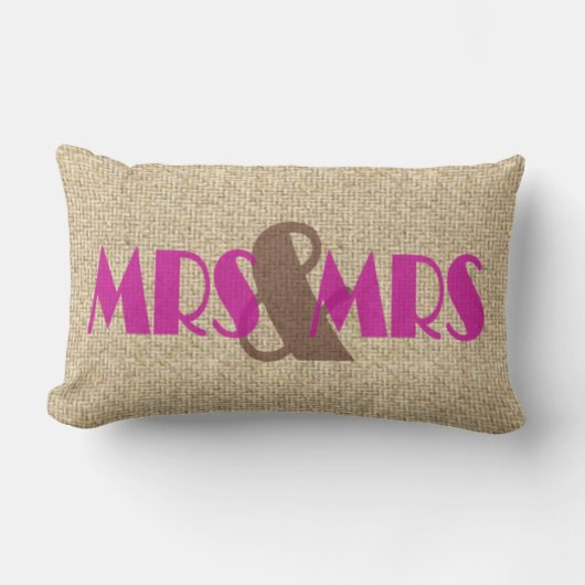 Rectangle Burlap rose mrs mrs mariage coussin décorative (Recto)