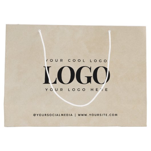 Rectangle Business Logo Beige Promotion Custom Groot Cadeauzakje (Achterkant)