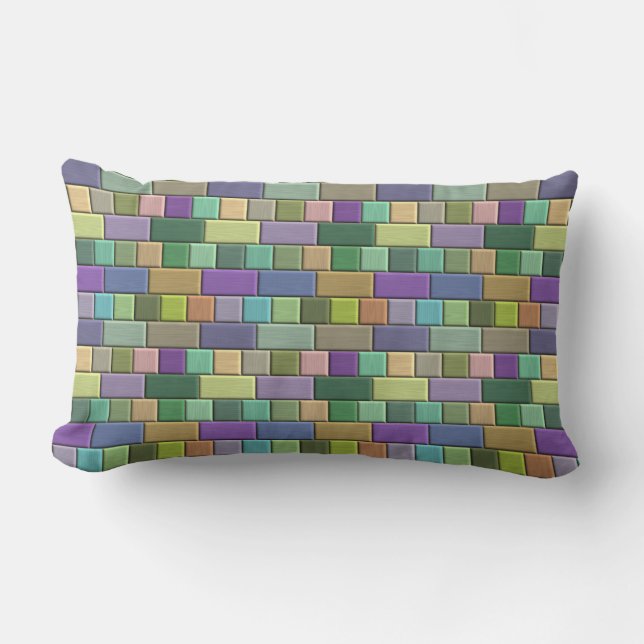 Rectangle Carreaux multicolores Motif Lumbar Coussin (Recto)