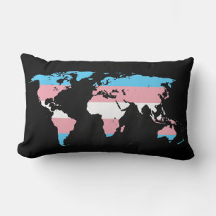 Rectangle Carte du monde Transgenre pride Coussin